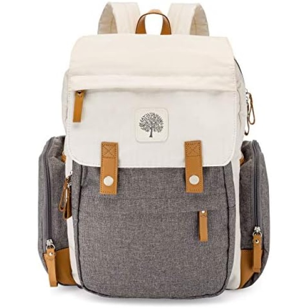 Parker Baby Diaper Backpack - Large Diaper Bag with Insulated Pockets, Stroller Straps and Changing Pad -"Birch Bag"