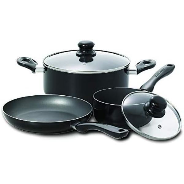 Starfrit Simplicity 5-Piece Cookware Set with Bakelite Handles, Black