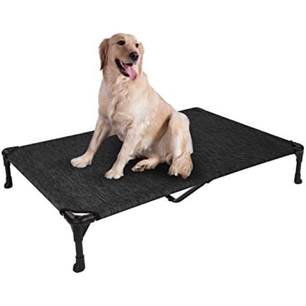 Veehoo Cooling Elevated Dog Bed, Portable Raised Pet Cot with Washable & Breathable Mesh, No-Slip Rubber Feet for Indoor & Outdoor Use, X Large, Black