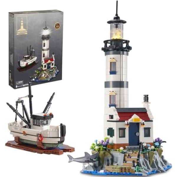 YOIFOY Lighthouse & Fishing Boat Building Set for Teens and Adults,Collectible and Display Building Kit,Ideal Building Toys for Boys and Girls Ages 8+,New 2023 (1677 PCS)