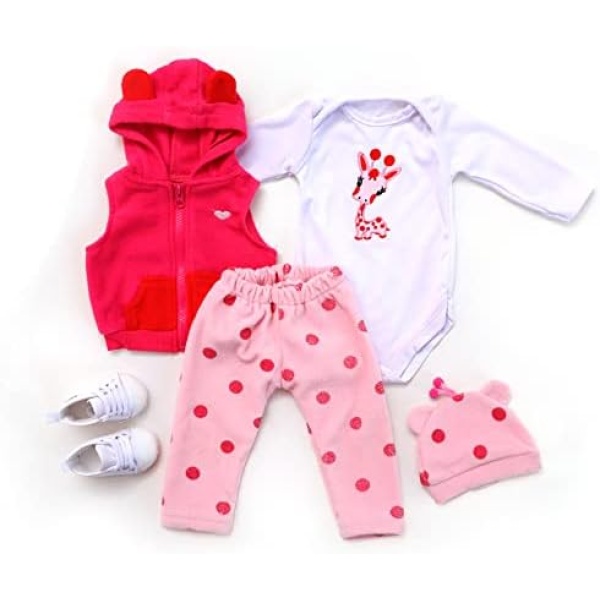 ZIYIUI Reborn Dolls Clothes 22 inch 55cm for Reborn Baby Girl Clothing 22-23 inch Outfit Accessories 5pcs Reborn Baby Matching Clothes