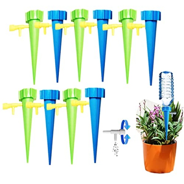 10Pcs Plant Waterer,Self Watering Spikes，Adjustable Plant Watering Devices with Slow Release Control Valve Switch，Automatic Drip Irrigation Watering System for Outdoor Indoor Flower and Plants