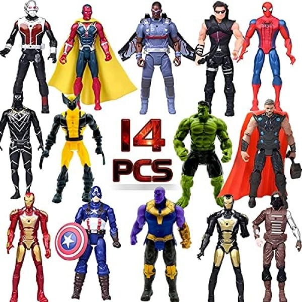 14 pcs Big Ultimate Superhero Action Figures Set – Collectible Models 6.5-inches Tall, Exclusive Adventures Super Hero Set, Holiday Toy Gift for Kids, Figure Cake Topper