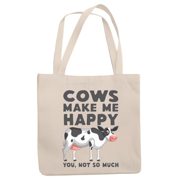 Men Women Cow Farmer Dairy Cows Farm Animal Cool Art Gift Idea Natural White Multicolor Canvas Tote Bag