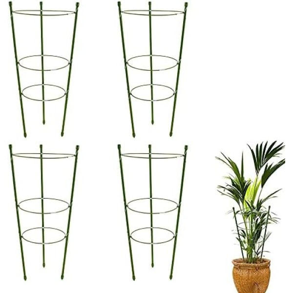 4 Pack Plant Support Cages, 18" Garden Plant Stake, Tomato Cages Supports,Plant Climbing Support Frame, Garden Plant Support for Climbing Flowers Vegetables Fruit (with 20m Cable Tie)