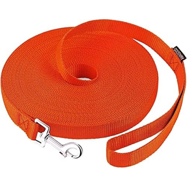 AMAGOOD Dog/Puppy Obedience Recall Training Agility Lead-15 ft 20 ft 30 ft 50 ft Long Leash-for Dog Training,Recall,Play,Safety,Camping(Orange,15FT)