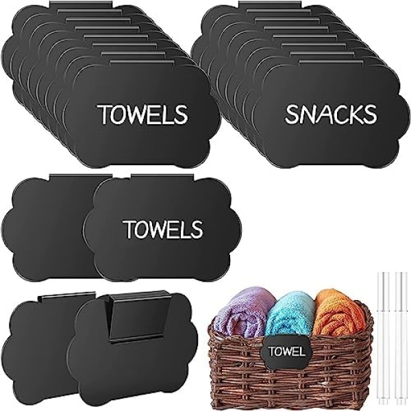 AOVEK 16 PCS PVC Basket Labels Clips - Black Clips Label Holder for Baskets Bins for Pantry Organization and Storage Boxes Label Holder