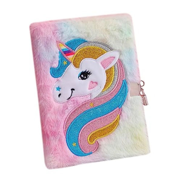 Abaodam 4pcs Notebook with Lock Lovely Girl Diary Unicorn Cover Dairy Girl Notebook Child Cartoon Stationery