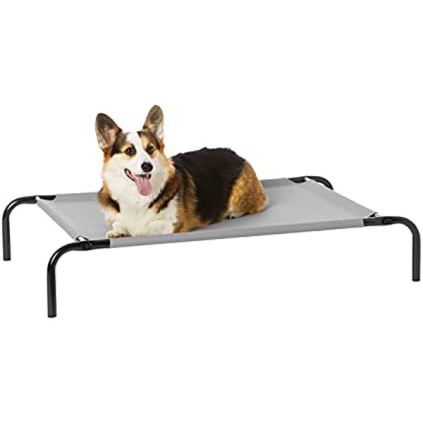 Amazon Basics Medium Elevated Cooling Pet Dog Cot Bed - 43 x 26 x 7.5 Inches, Grey