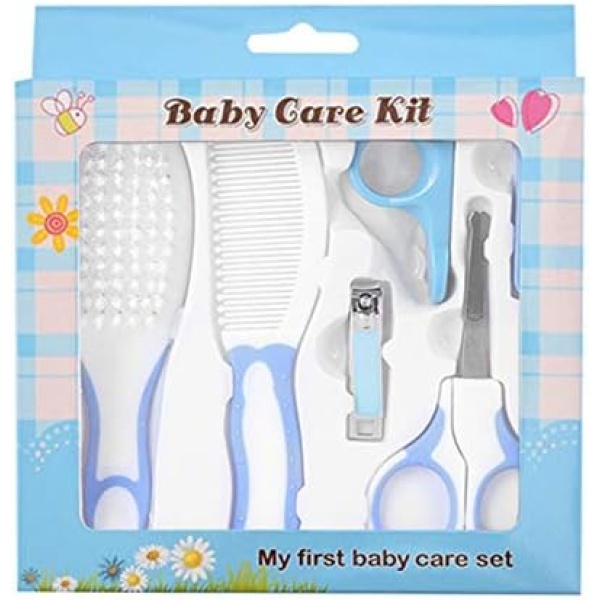 Anti-Scratch Baby Grooming Kit, Colorful Baby Manicure Care Kit, Portable for Baby Care New Parents Gifts(Blue)