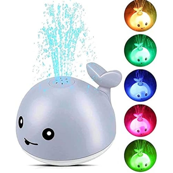 Baby Bath Toy Auto Induction Light Up Pool Games Sprinkler Water Whale Kid Toy with Seven Kinds of Flashing Light for Toddlers memegege Shower Shark Toy for Age 1 2 3 4 5 + Years Old