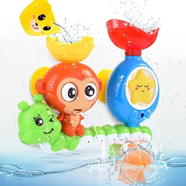 Baby Bath Toys for 1-5 Year Old, vicia Monkey Bath Toys for Toddlers 1-3 Bathtub Toys Montessori Toys for 1 2 Year Old Baby Boy Girl Gifts Water Toys for Kids 3-5 Girls Boys