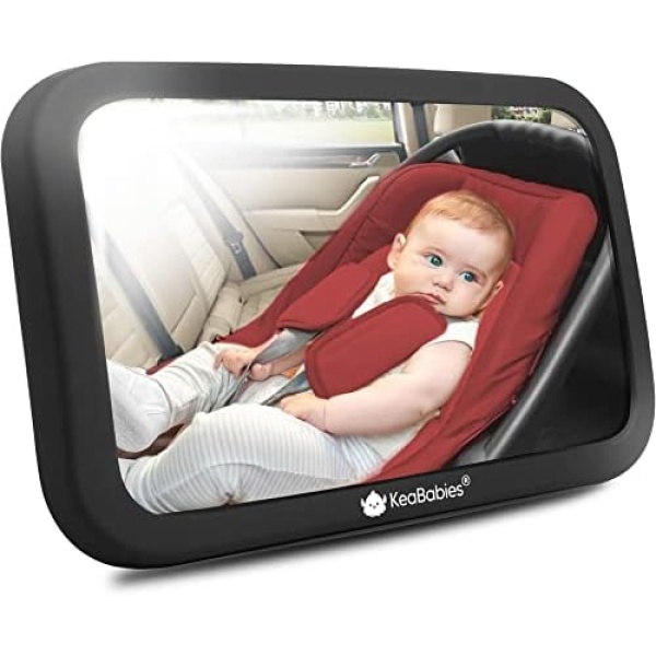 Baby Car Mirror - Baby Mirror for Car Seat Rear Facing Infant - Safety Baby Car Seat Mirror - Wide Shatterproof Baby Carseat Mirror - Baby Car Headrest Mirror (Matte Black)