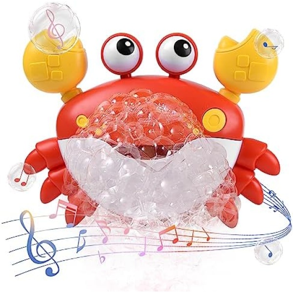 Bath Toys for Toddlers 1-3,Crab Bubble Machine Baby Bath Toys with Music,Bath Bubble Maker,Bath Toys for Baby Bathtub,Plays 12 Children’s Songs,Powerful Suction Cup,Kids Bath Toys Enjoy Bath Time