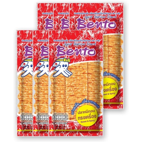 Bento Squid Seafood Snack Sweet & Spicy 18g (0.64 Oz) X 6 Bags