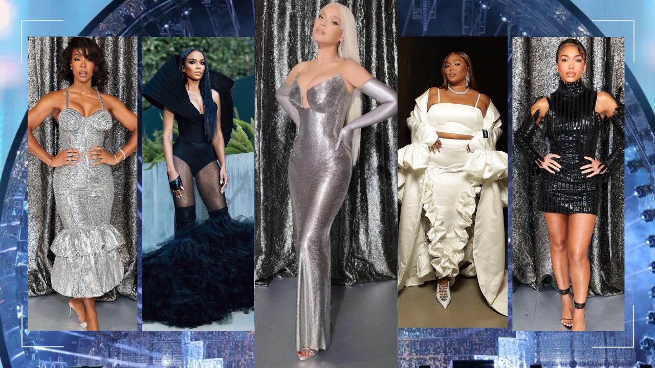 Beyoncé Wore a Custom Silver Versace Look, Kelly Rowland in a Metallic Jean Paul Gaultier Haute Couture Gown, Michelle Williams in a Black Bishme Cromartie Look + More Celebs! – Fashion Bomb Daily