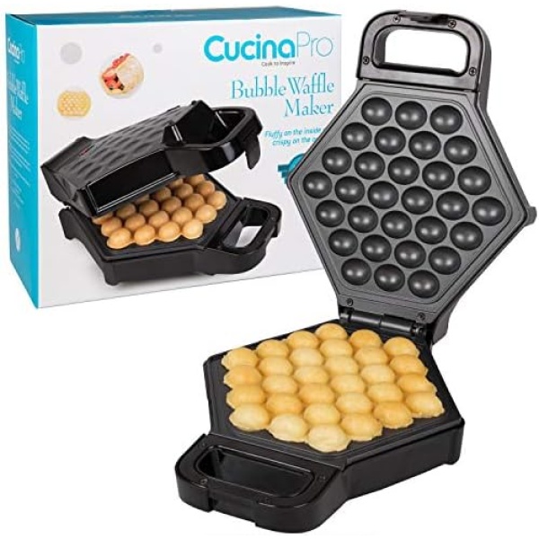 Bubble Waffle Maker - Electric Non stick Hong Kong Egg Waffler Iron Griddle w/ Ready Indicator Light - Ready in under 5 Minutes- Free Recipe Guide Included, Make Delicious Waffle Ice Cream Cones, Gift