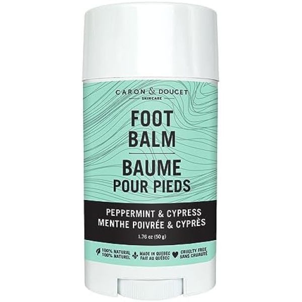 CARON & DOUCET - 100% Natural Moisturizing Foot Balm for Dry Cracked Feet | Olive Oil, Cocoa Butter, Peppermint, Cypress 50 g