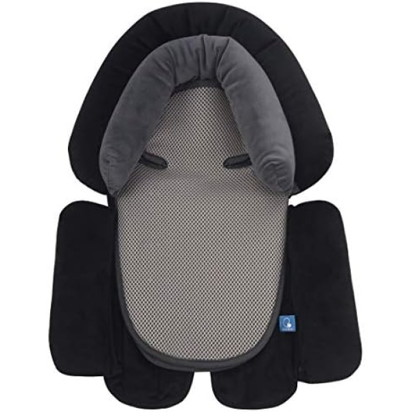 COOLBEBE Newborn Baby Car Seat Insert Cushion Pad, Upgraded 3-in-1 Baby Head Neck Body Support Pillow Extra Soft for Newborn Infant Toddler, Perfect for Infant Car Seats, Strollers, Gray/Black