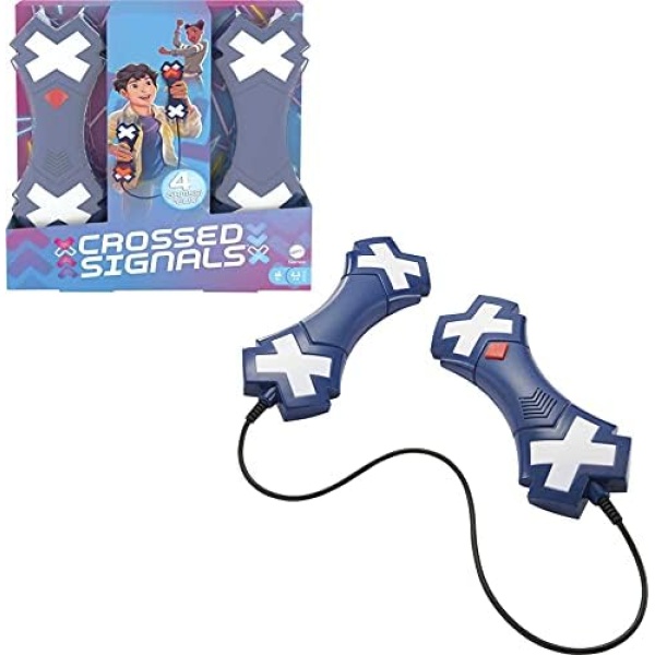 CROSSED SIGNALS Electronic Game with Pair of Talking Light Wands, Play Solo or with Up to 4 Players, Move Wands Up, Down or Shake, Gift for 8 Year Olds & Up