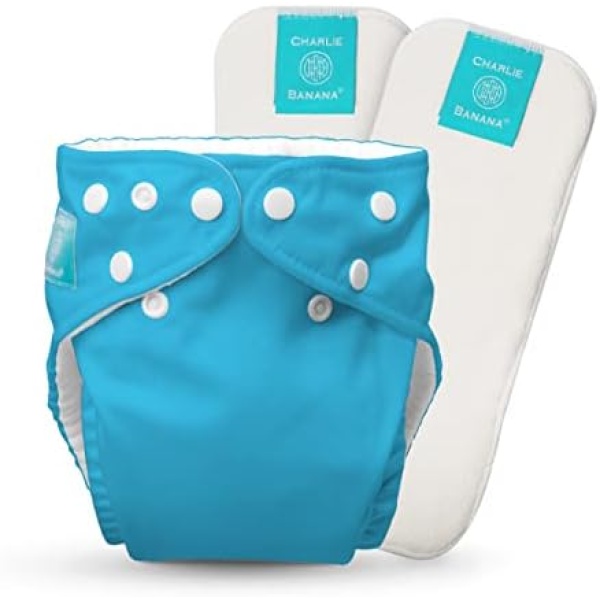 Charlie Banana Diaper 2 Inserts Grab Pack, Turquoise, One Size