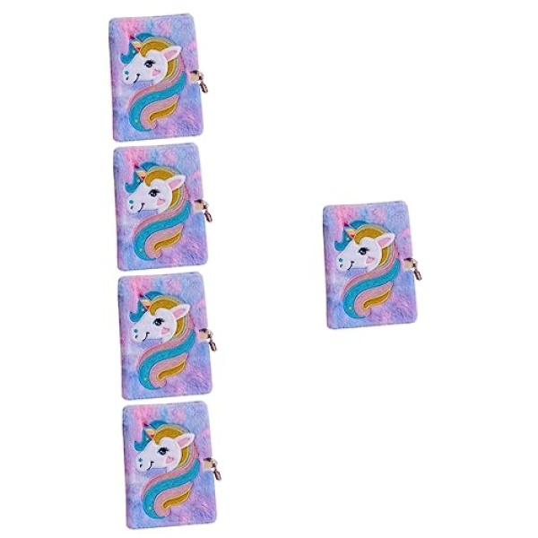 Ciieeo Plush Dairy Notebook 5pcs Girl Plush Dairy Unicorn Cover Notebook Adorable Dairy Fluffy Notebook Girl Stationery