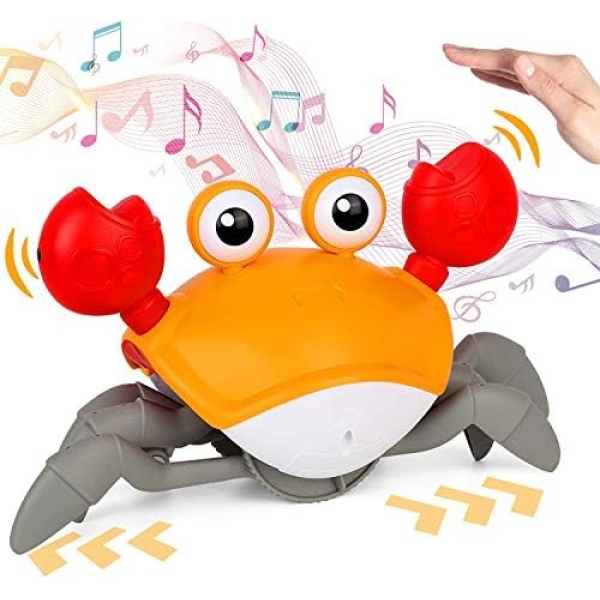 Crawling Crab Baby Toy| Infant Electronic Light Up Crab Crawling Toys with Music and Lights for Kids | Baby Interactive Toys | Electronic Pet Toys for Boys and Girls Learning (Blue) (Orange)