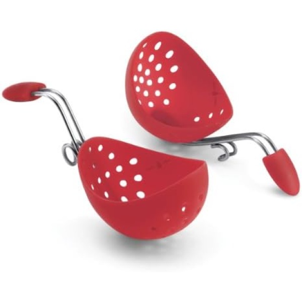 Cuisipro Egg Silicone Poacher Set of 2, Red