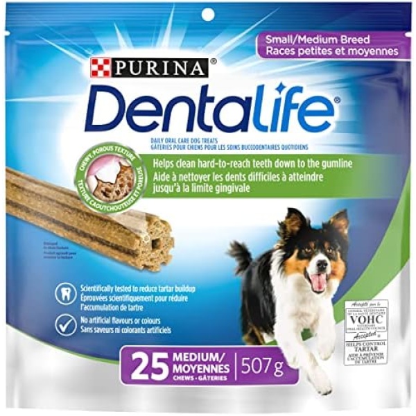 DentaLife Daily Oral Care, Dental Dog Treats for Small & Medium Breed Dogs - 25 ct Pouch