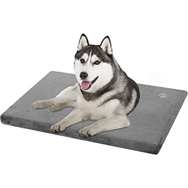 EMPSIGN Stylish Dog Bed Crate Pad Mattress Reversible (Warm & Cool), Water Proof Linings, Removable Machine Washable Cover, Firm Support Pet Crate Bed for Small to XX-Large Dogs, Grey