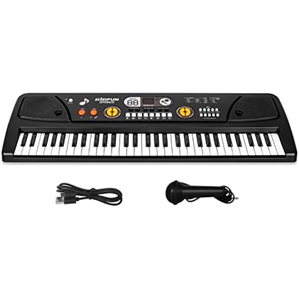 Electronic Piano Keyboard 61-Key Kids Keyboard Piano with LED Screen Protable Piano Keyboard with Microphone Musical Instrument Toys Gift for Kids Boys Girls