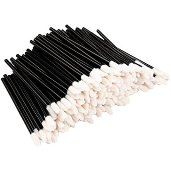 Farsa Life 300 pcs Disposable Lip Wands Lipstick Applicator Make up Cosmetic Brush Lint Free Applicators & Gloss Applicator Tool in Black Color