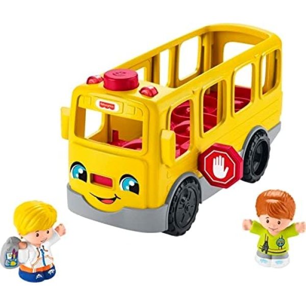 Fisher-Price Little People Sit with Me School Bus English & French Edition, Push-Along Toy Vehicle with Music for Toddlers and Preschool Kids Ages 1-5 Years