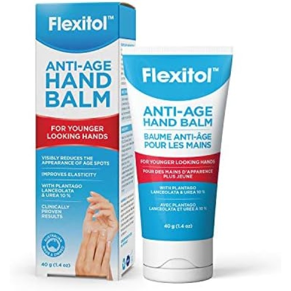 Flexitol Anti-Age Hand Balm - Contains Plantago Lanceolata - Improves Skin Elasticity and Reduces Dark Age Spots, 40g