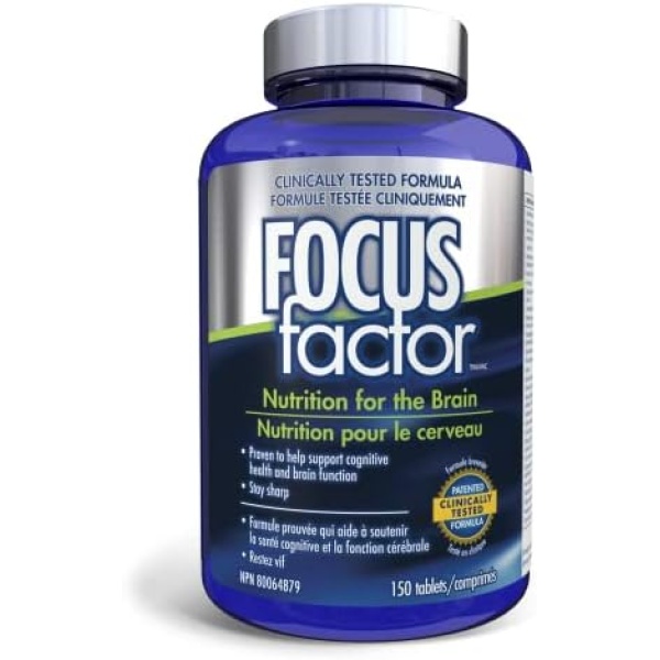 Focus Factor Brain Supplement & Complete Multivitamin (150 Count) with Zinc, Magnesium, Vitamins B6, B12, D, Bacopa Monnieri & N-Acetyl Tyrosine to Support Cognitive Function & Brain Health