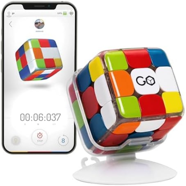 GoCube Edge, The Connected Electronic Bluetooth Cube - Award-Winning 3x3 Magnetic Speed Cube - App Enabled Interactive Smart Cube - Best Gift for Kids & Adults - STEM Brain Teaser Puzzles - Free App