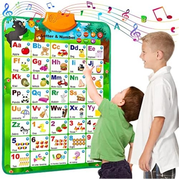 HahaGift Educational Toys for 2 3 4 5 Year Old Boys Girls Gifts, Toddler Toys Age 2-4, Interactive Alphabet Wall Chart ABC Talking Poster for Kids Age 2-5, Sensory Learning Toys for Toddlers 1-3