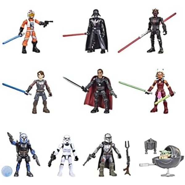 Hasbro Star Wars Toys Mission Fleet 2.5-Inch-Scale Action Figure 10-Pack, 19 Accessories, with Darth Vader, Luke Skywalker and Grogu, Ages 4 and Up, F4023