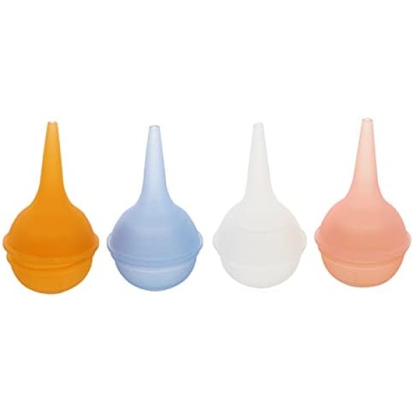 Healifty 4Pcs Baby Nasal Aspirators Silicone Mucus Sucker Portable Toddler Nasal Irrigator Baby Nasal Care Baby Booger Removers for Infant Nose Congestion Relief Use Blue & Pink Stuff