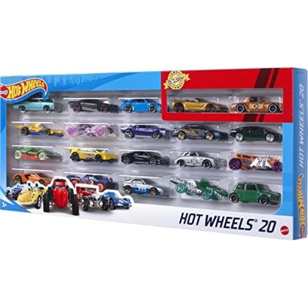 Hot Wheels 20-Pack of 1:64 Scale Toy Sports & Race Cars, Collectible Vehicles (Styles May Vary)