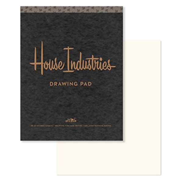 House Industries Drawing Pad: 40 Acid-Free Sheets, Drawing Tips, Extra-Thick Backing Board