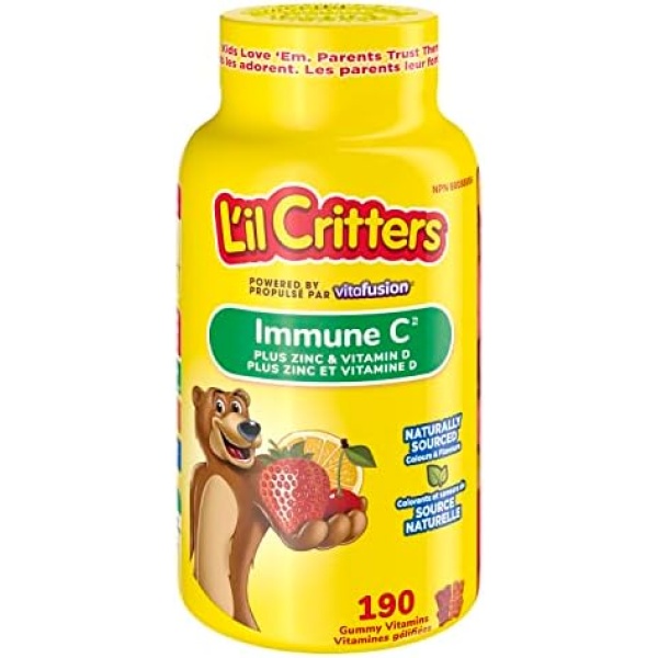 L'IL CRITTERS Immune C Plus Zinc Gummy Vitamins, Naturally Sourced Colours & Flavours, 190 Count