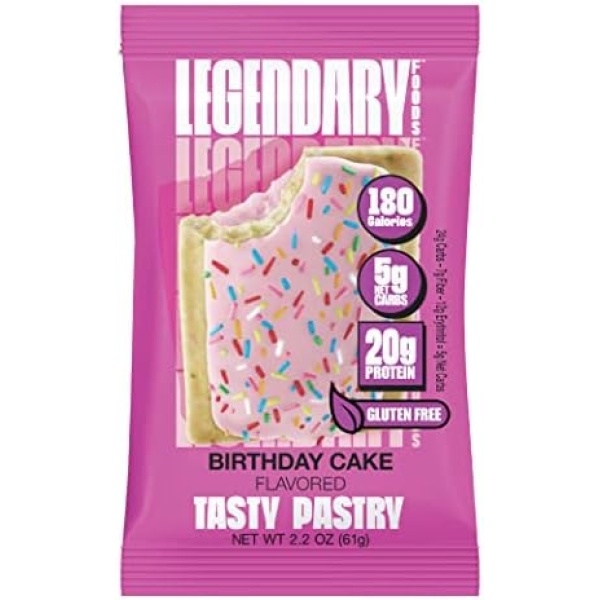 Legendary Foods 20 gr Protein Bar Alternative Tasty Pastry | Low Carb gluten free | Keto Friendly | No Sugar Added | High Protein Snacks | On-The-Go Breakfast | Keto Food - Birthday Cake (10-Pack)