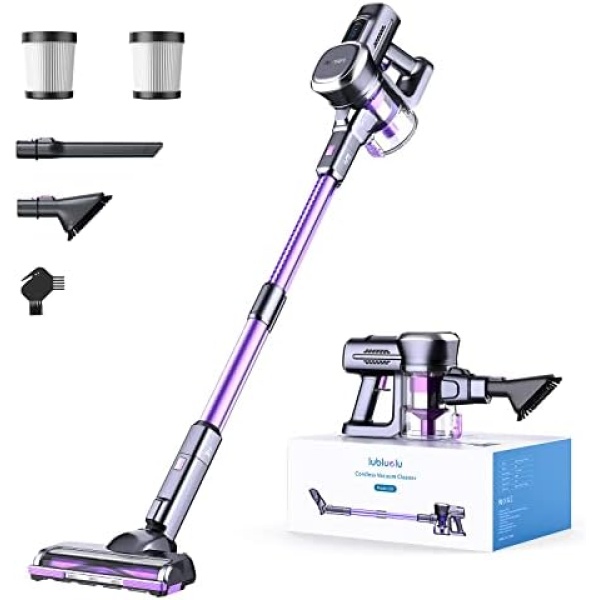 Lubluelu Cordless Vacuum Cleaner,25Kpa Suction Power Cordless Vacuums with Self-Standing,50Mins Long Battery Life,Lightweight Handheld Vacuum Cleaner for Pet Hair,Hardwood Floors & Carpet