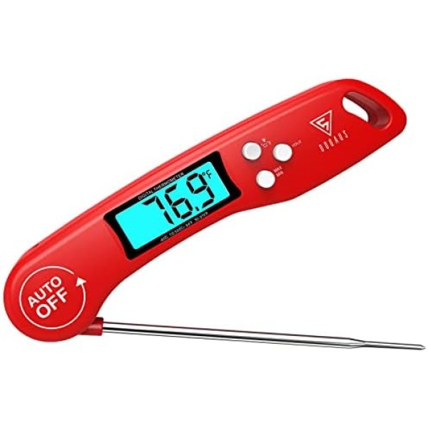 Meat Thermometers, DOQAUS Instant Read Food Thermometers for Cooking, Digital Kitchen Thermometer Probe with Backlight & Reversible Display, Cooking Temperature Thermometers for Turkey Grill BBQ Oven