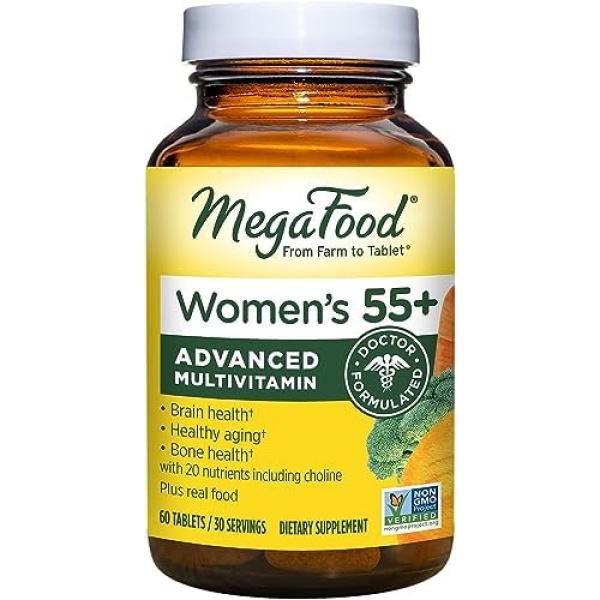 MegaFood Women's Daily Vitamins Multivitamins Mineral Supplements for Women 50 Plus | Woman's Health Vitamin A C D3 E B6 Magnesium Biotin Zinc Multivitamins Supplements Over 50 and Over 55 Plus for Womens Her Adults | 60 Tablets