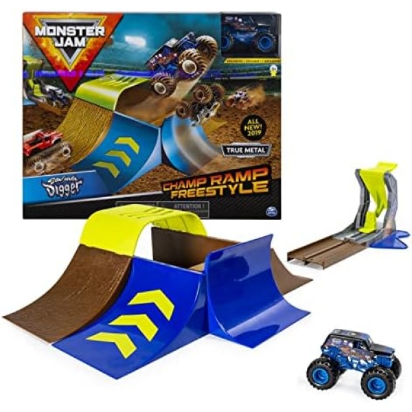 Monster Jam, Official Champ Ramp Freestyle Playset Featuring Exclusive 1:64 Scale Die-Cast Son-uva Digger Monster Truck, Kids Toys for Boys