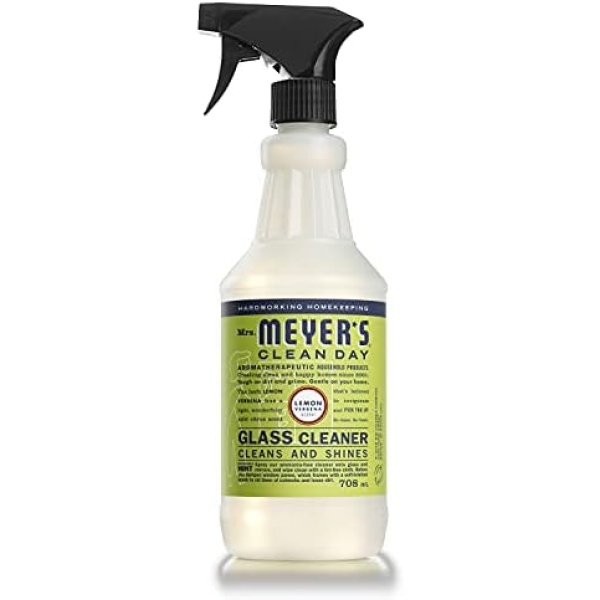 Mrs. Meyer's Clean Day Glass Cleaner Spray, Biodegradable Formula, Mirror & Window Cleaner - Great for Indoor & Outdoor Glass Surfaces, Lemon Verbena Scent, 708 ml Spray Bottle