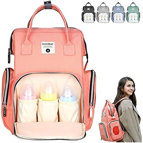 NARUTOO Diaper Bag Backpack, Waterproof Mommy Diaper Bag, Large Capacity Diaper Bag with Diaper pad and Insulated Pockets