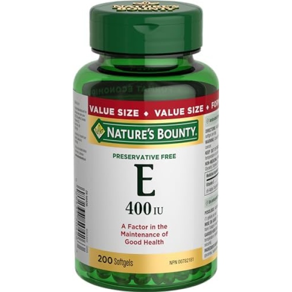 Nature's Bounty Vitamin E Pills And Supplement, Helps Maintain Health, 400Iu, 200 Softgels